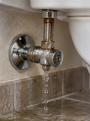 Toilet water connection inspected for leakage